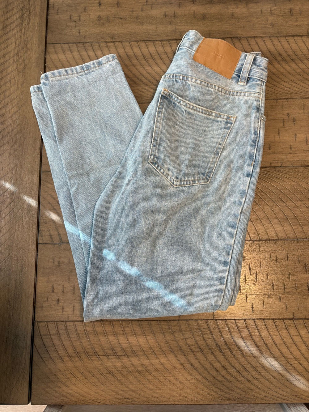 Shein Light Wash Denim Rigged Mom Jean